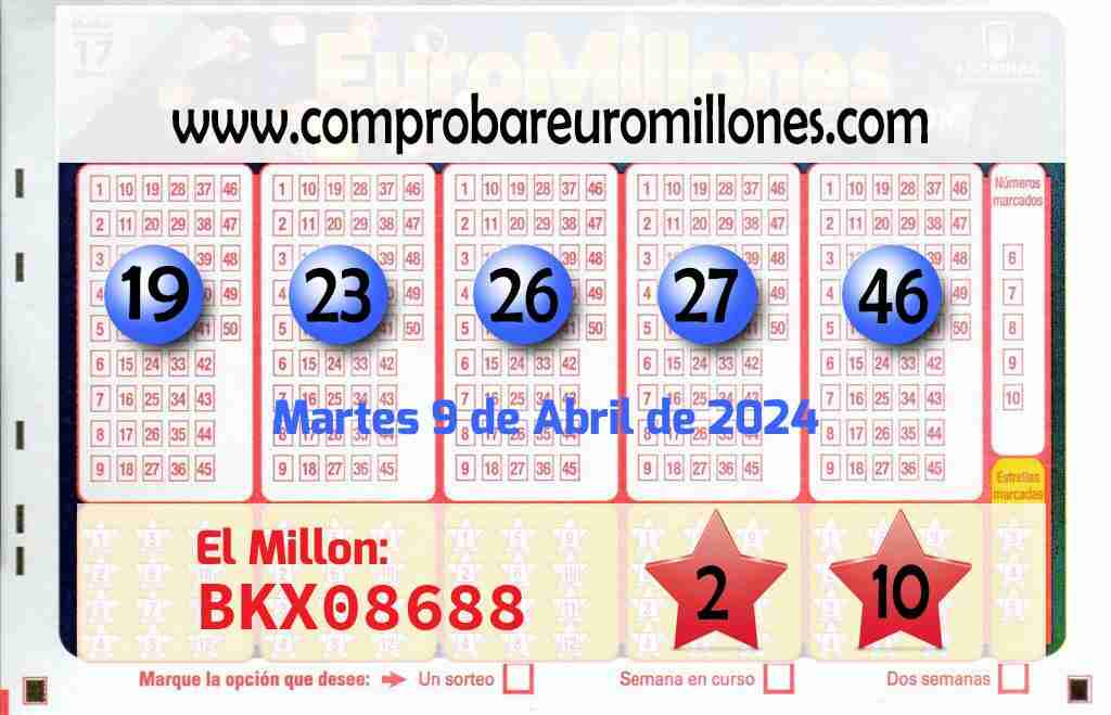 Resultados Euromillones del 09/04/2024