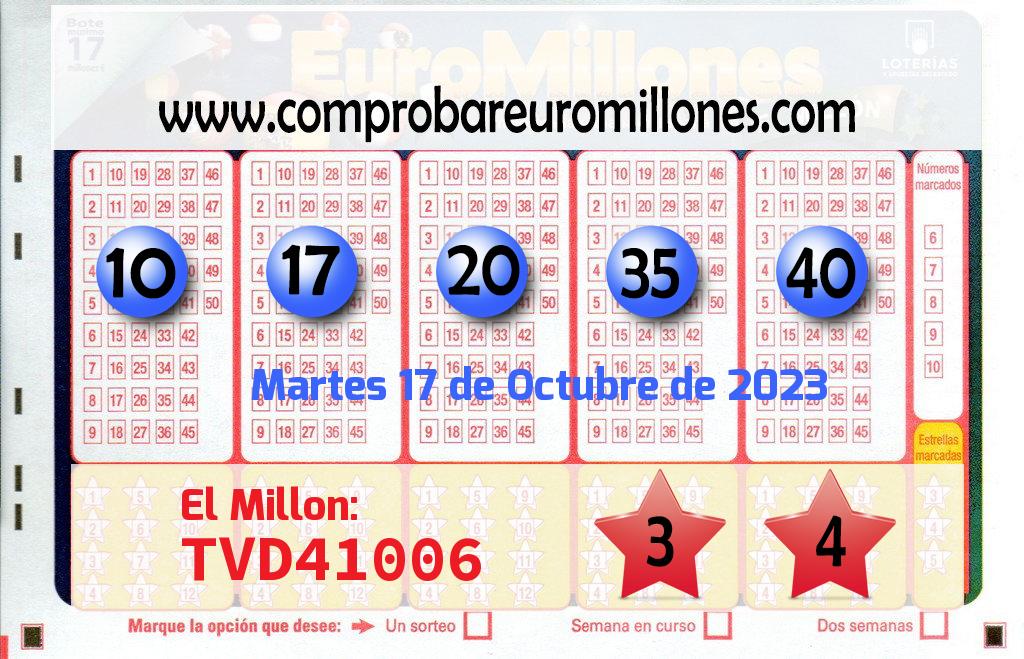 Euromillones 17 octubre 2023 comprobar