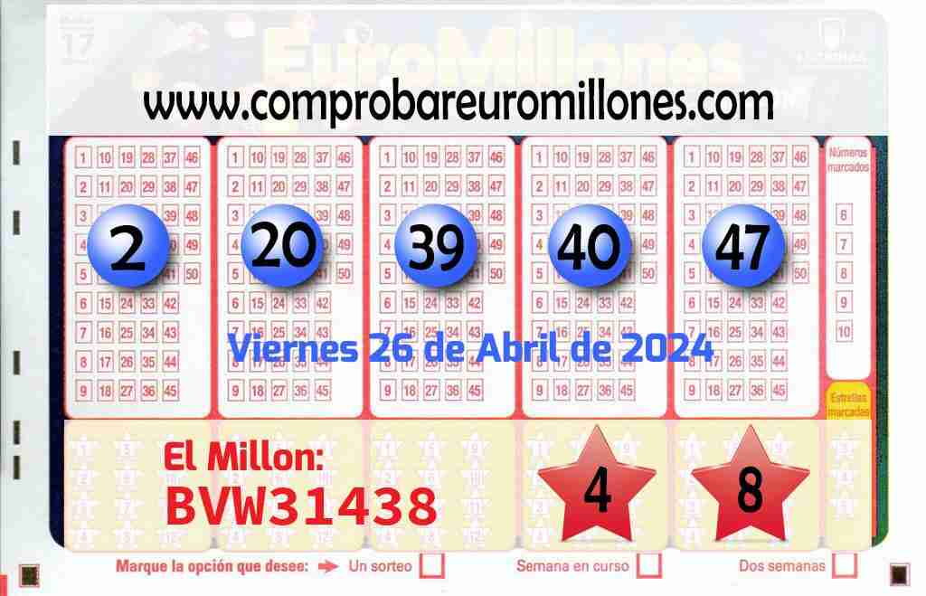 Comprobar euromillones del 26/04/2024